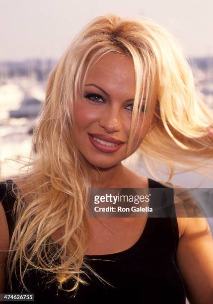 Actress Pamela Anderson attends "Baywatch" 100th Anniversary Celebration on October 22, 1994 at the Ritz-Carlton Hotel in Marina del Rey, California.
