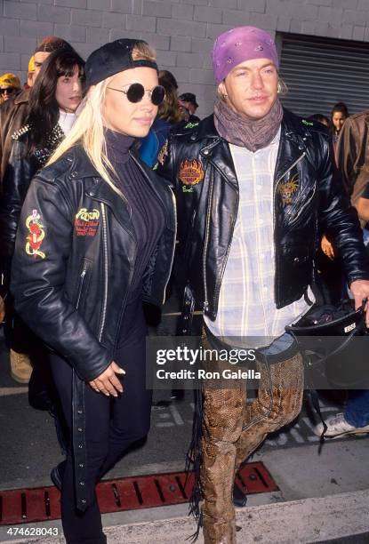 Actress Pamela Anderson and musician Brett Michaels of Poison attend the Love Ride 11 - 11th Annual Motocycle Rider's Fundraiser for the Muscular...