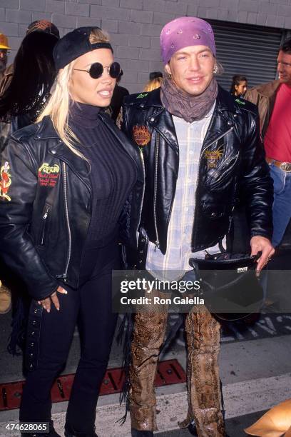 Actress Pamela Anderson and musician Brett Michaels of Poison attend the Love Ride 11 - 11th Annual Motocycle Rider's Fundraiser for the Muscular...