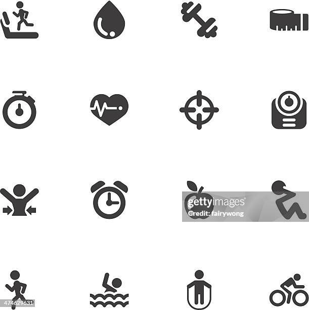healthy lifestyle icons - crunch exercise stock illustrations
