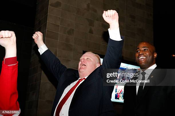 Mayor Rob Ford celebrates 2nd goal. Canadian Olympic hockey fans erupt while watching Canada s three goal shut out of Sweden for the Gold medal in...