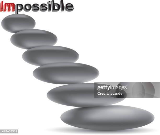 impossible stone tower - pebbles white background stock illustrations