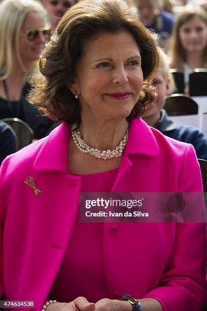 Queen Silvia of Sweden attends The Childhood Day in Stockholm on May 24, 2015 in Stockholm, Sweden. .