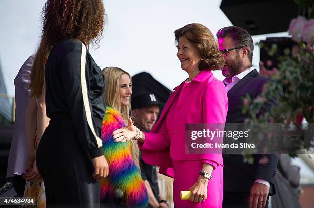 Queen Silvia of Sweden attends The Childhood Day in Stockholm on May 24, 2015 in Stockholm, Sweden. .