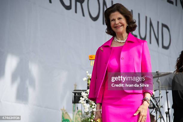 Queen Silvia of Sweden attends The Childhood Day in Stockholm on May 24, 2015 in Stockholm, Sweden. .