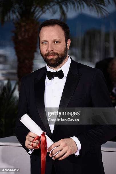 Director Yorgos Lanthimos, winner of the Jury Prize for his film 'The Lobster', attends a photocall for the winners of the Palme d'Or during the 68th...