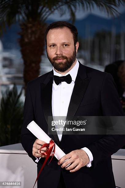 Director Yorgos Lanthimos, winner of the Jury Prize for his film 'The Lobster', attends a photocall for the winners of the Palme d'Or during the 68th...