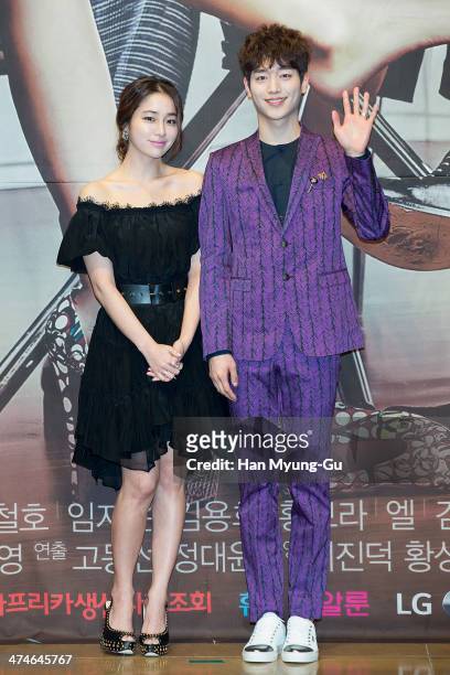 South Korean actors Rhee Min-Jung and Seo Kang-Jun attend the press conference for MBC Drama "Cunning Single Lady" at RAUM on February 24, 2014 in...
