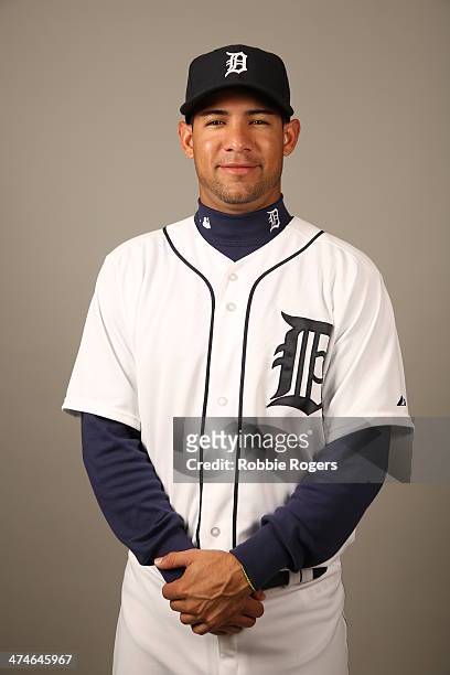 Eduardo Sanchez of the Detroit Tigers poses during Photo Day on Sunday, February 23, 2014 at Joker Marchant Stadium in Lakeland, Florida.
