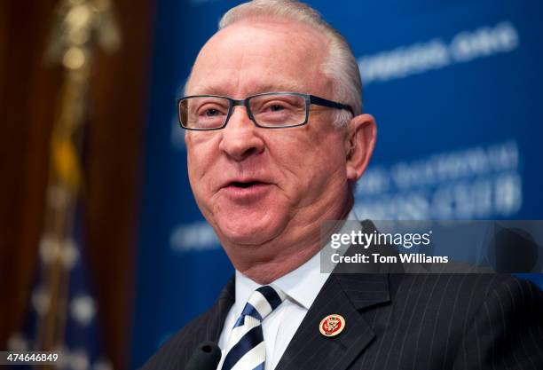 Rep. Buck McKeon, R-Calif., chairman of the House Armed Services Committee, delivers an address during a luncheon at the National Press Club on...