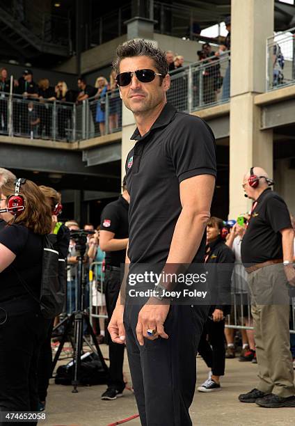 Actor Patrick Dempsey attends the 2015 Indy 500 at Indianapolis Motorspeedway on May 24, 2015 in Indianapolis, Indiana.