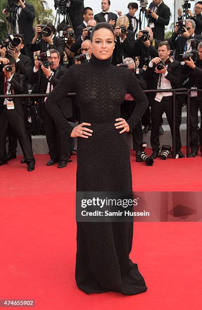 Michelle Rodriguez attends the closing ceremony and "Le Glace Et Le Ciel" Premiere during the 68th annual Cannes Film Festival on May 24, 2015 in...