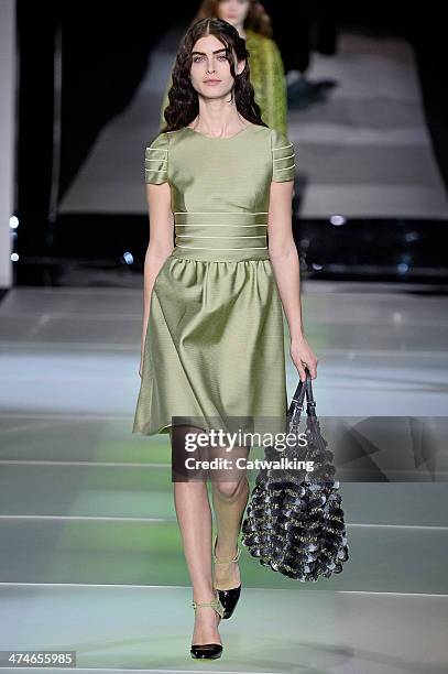 Giorgio Armani Autumn Winter 2014 fashion show during Milan Fashion Week on February 24, 2014 in Milan, Italy.