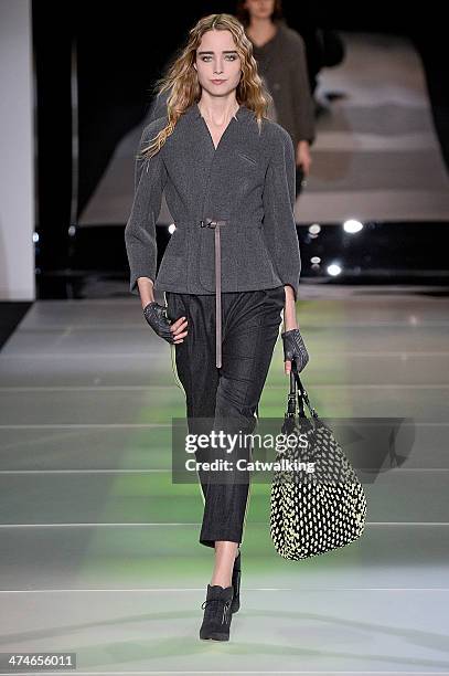 Giorgio Armani Autumn Winter 2014 fashion show during Milan Fashion Week on February 24, 2014 in Milan, Italy.