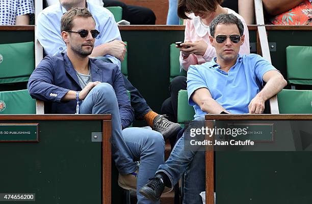 Marc Olivier Fogiel and his husband Francois Roelants attend day 1 of the French Open 2015 held at Roland Garros on May 24, 2015 in Paris, France.