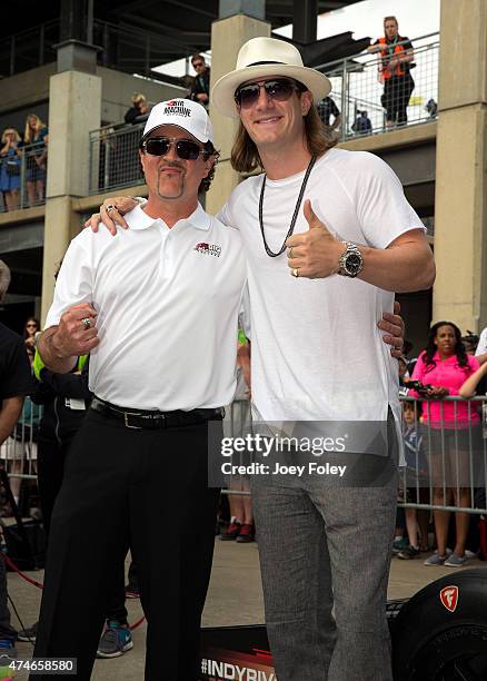 Founder and CEO of Big Machine Records, Scott Borchetta and Tyler Hubbard of the band Florida Georgia Line attends the 2015 Indy 500 at Indianapolis...