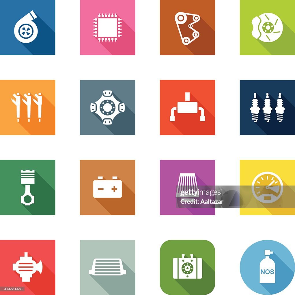 Flat Icons - Car Performance Parts