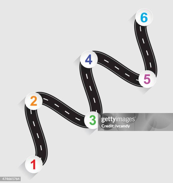 ilustrações de stock, clip art, desenhos animados e ícones de seis passos road - 6 steps