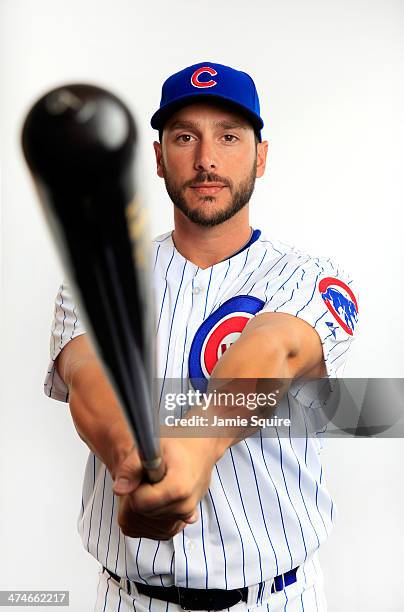 George Kottaras poses during Chicago Cubs photo day on February 24, 2014 in Tempe, Arizona.