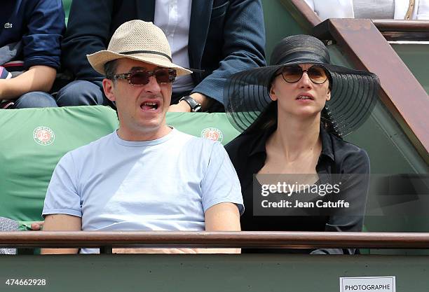 Emmanuel de Brantes and his girlfriend Hea Deville attend day 1 of the French Open 2015 held at Roland Garros stadium on May 24, 2015 in Paris,...