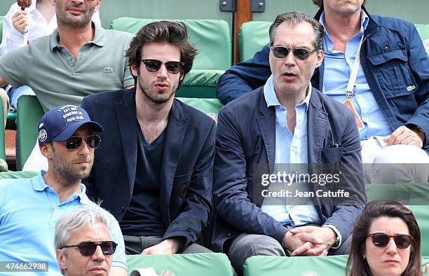 Samuel Labarthe and his son Alexandre Labarthe attend day 1 of the French Open 2015 held at Roland Garros stadium on May 24, 2015 in Paris, France.