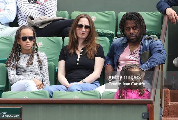 Bernard Diomede and his family attend day 1 of the French Open 2015 held at Roland Garros stadium on May 24, 2015 in Paris, France.