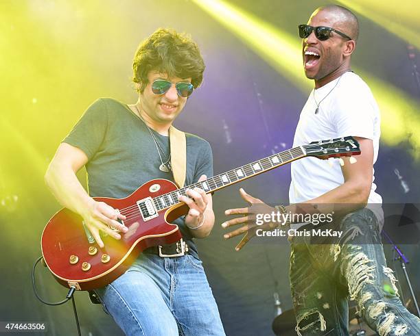 Pete Murano and Trombone Shorty perform during day 3 of the 3rd Annual Shaky Knees Music Festival at Atlanta Central Park on May 10, 2015 in Atlanta...