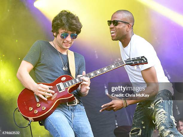 Pete Murano and Trombone Shorty perform during day 3 of the 3rd Annual Shaky Knees Music Festival at Atlanta Central Park on May 10, 2015 in Atlanta...