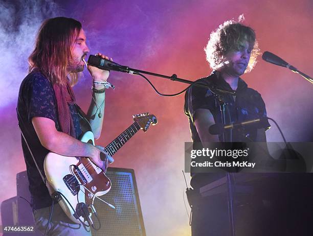 Kevin Parker and Jay "Gumby" Watson of Tame Impala perform during day 3 of the 3rd Annual Shaky Knees Music Festival at Atlanta Central Park on May...