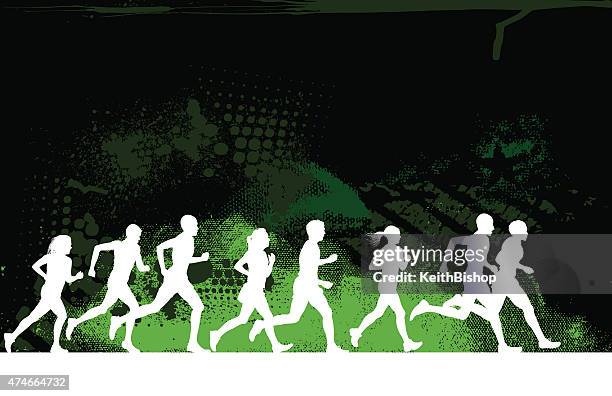 joggen oder läufer club grunge hintergrund - marathon stock-grafiken, -clipart, -cartoons und -symbole