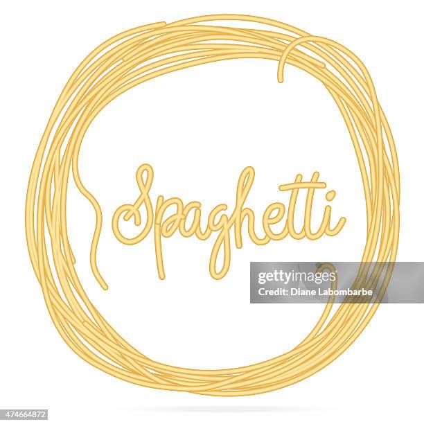 spaghetti noodle circle frame with spaghetti word in middle - spaghetti hoops stock illustrations