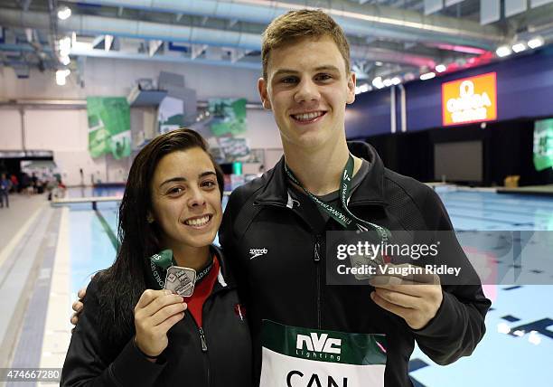 Meaghan Benfieto & Vincent Riendeau of Canada win Silver in the Mixed 10m Synchro Final during the FINA/NVC Diving World Series at the Windsor...