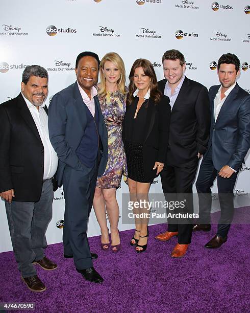 Actors Luis Guzman, William Allen Young, Bonnie Somerville, Marcia Gay Harden, Harry Ford and Ben Hollingsworth attend the Disney Media Distribution...