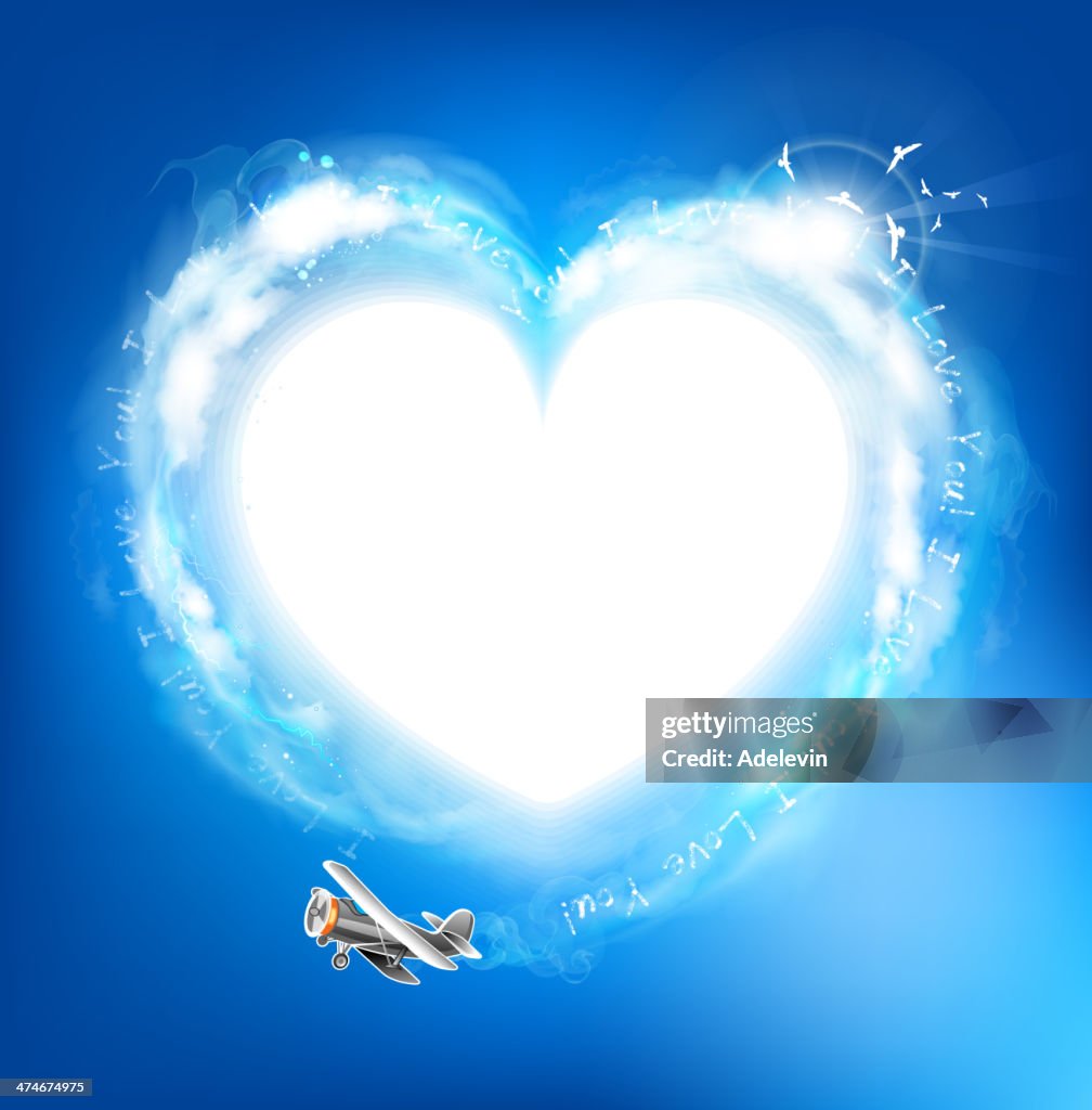 Heart symbol in the blue sky