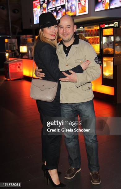 Nadja Uhl and husband Kay Bockhold attend the German premiere of the film 'Alles Inklusive' at Mathaeser Filmpalast on February 24, 2014 in Munich,...