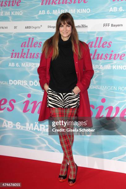 Alexandra Kamp attends the German premiere of the film 'Alles Inklusive' at Mathaeser Filmpalast on February 24, 2014 in Munich, Germany.