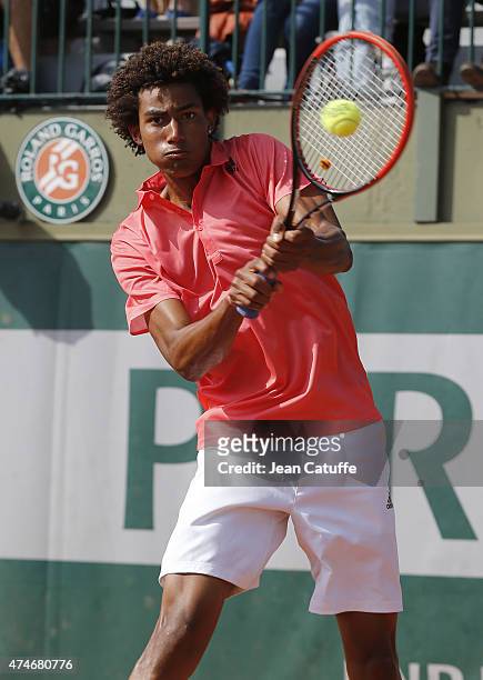 Calvin Hemery of France in action during the qualifying of the French Open 2015 at Roland Garros stadium on May 22, 2015 in Paris, France.