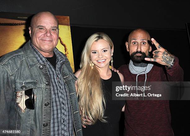 Actor Tony Moran, actress Bree Olsen and actor Robert LaSardo arrive for the Premiere Of IFC Midnight's "The Human Centepede 3 " held at TCL Chinese...
