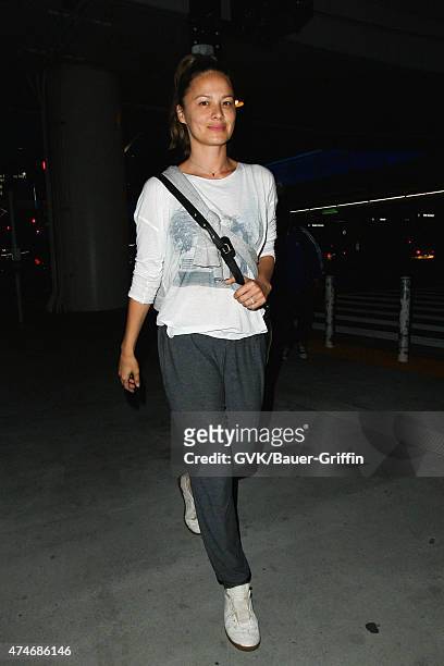 Moon Bloodgood is seen at LAX on May 24, 2015 in Los Angeles, California.
