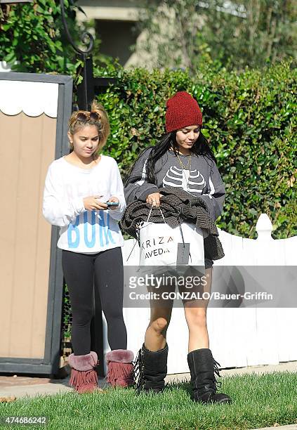 Vanessa Hudgens and her sister Stella are seen on October 31, 2012 in Los Angeles, California.