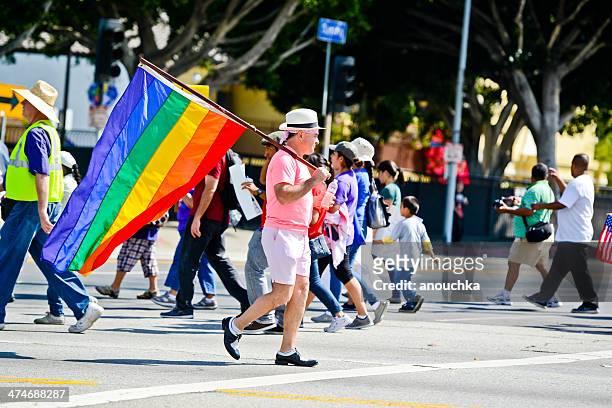 may day march in los angeles downtown, usa - may day protest in los angeles stock pictures, royalty-free photos & images