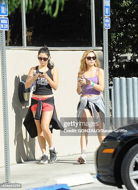 Vanessa Hudgens and her sister Stella are seen on October 29, 2012 in Los Angeles, California.