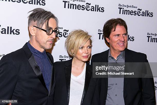 Actor Alan Cumming, actress Michelle Williams and director Rob Marshall attend TimesTalk Presents An Evening With "Cabaret" at TheTimesCenter on...