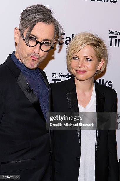 Actors Alan Cumming and Michelle Williams attend TimesTalk Presents An Evening With "Cabaret" at TheTimesCenter on February 24, 2014 in New York City.