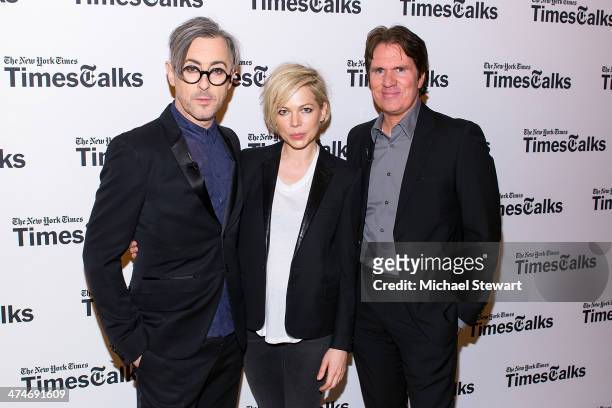 Actor Alan Cumming, actress Michelle Williams and director Rob Marshall attend TimesTalk Presents An Evening With "Cabaret" at TheTimesCenter on...
