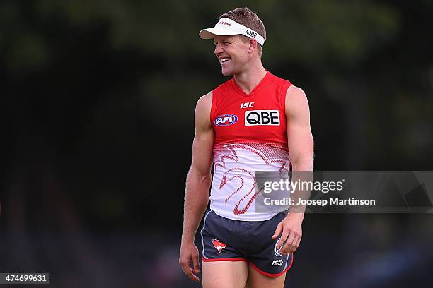 Ryan O'Keefe looks on during a Sydney Swans AFL training session at Lakeside Oval on February 25, 2014 in Sydney, Australia.