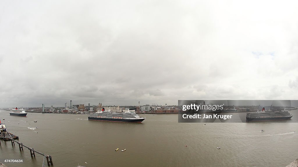 Cunard's Three Queens Cruise Ships Dock Together For The First Time