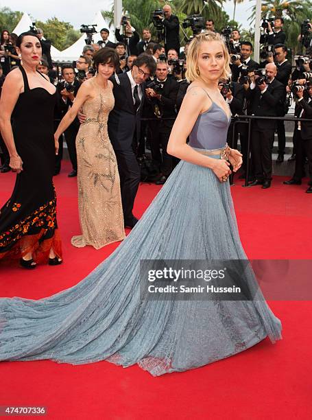 Sienna Miller attends the closing ceremony and "Le Glace Et Le Ciel" Premiere during the 68th annual Cannes Film Festival on May 24, 2015 in Cannes,...