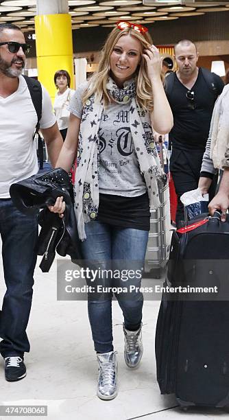 Spanish singer Edurne arrives at Madrid after Eurovision Song Contest 2015 on May 24, 2015 in Madrid, Spain.