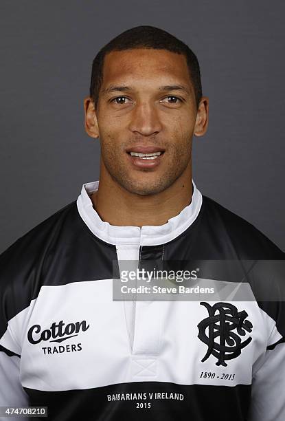 Gio Aplon of the Barbarians poses for a portrait during the Barbarians squad photocall at Grosvenor House on May 25, 2015 in London, England.